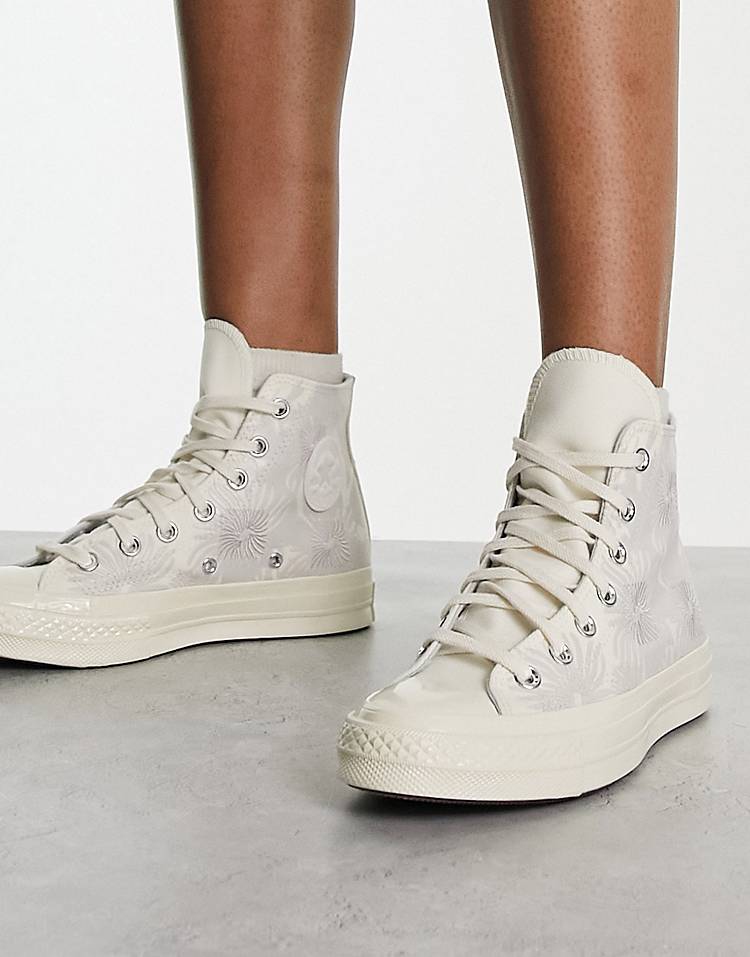 Converse Chuck 70 Hi floral print sneakers in cream